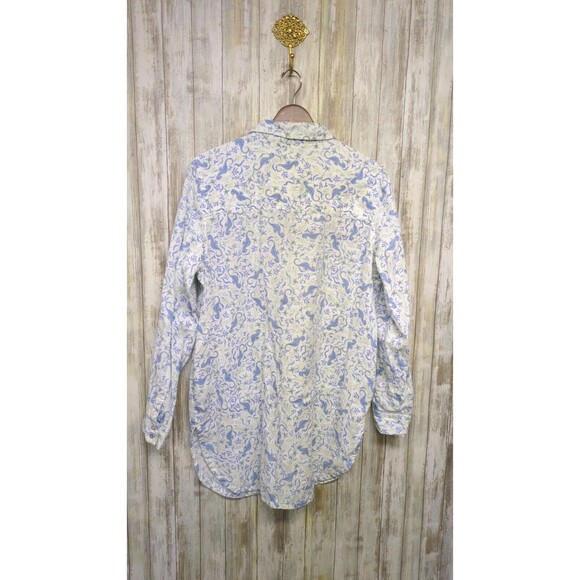 Sigrid Olsen 100% Linen Tunic Button Up Shirt Sea Horse Nautical Starfish Large - Picture 8 of 13